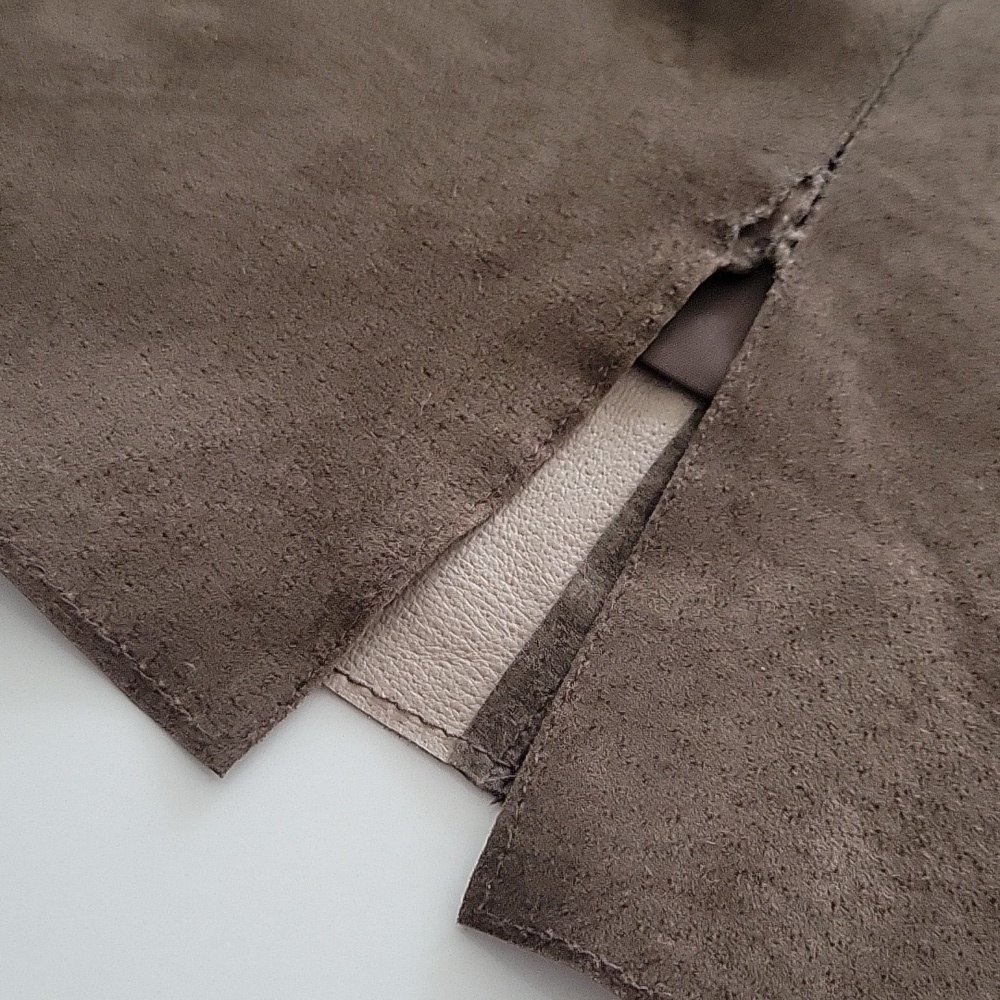 Suede Leather Patch Pencil Skirt - Picture 4 of 7